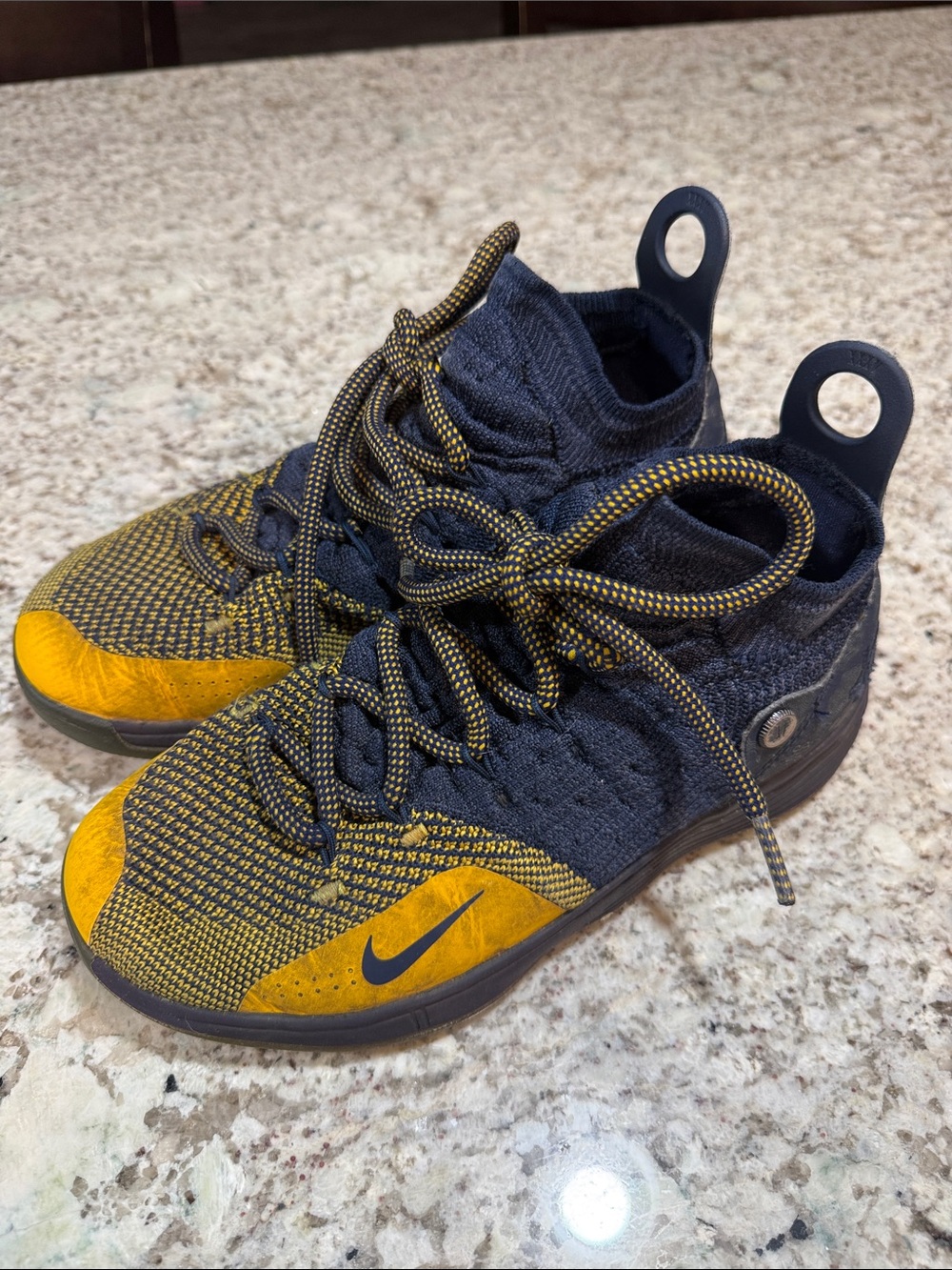 Nike Kids Navy and Yellow Lace-Up Sneakers